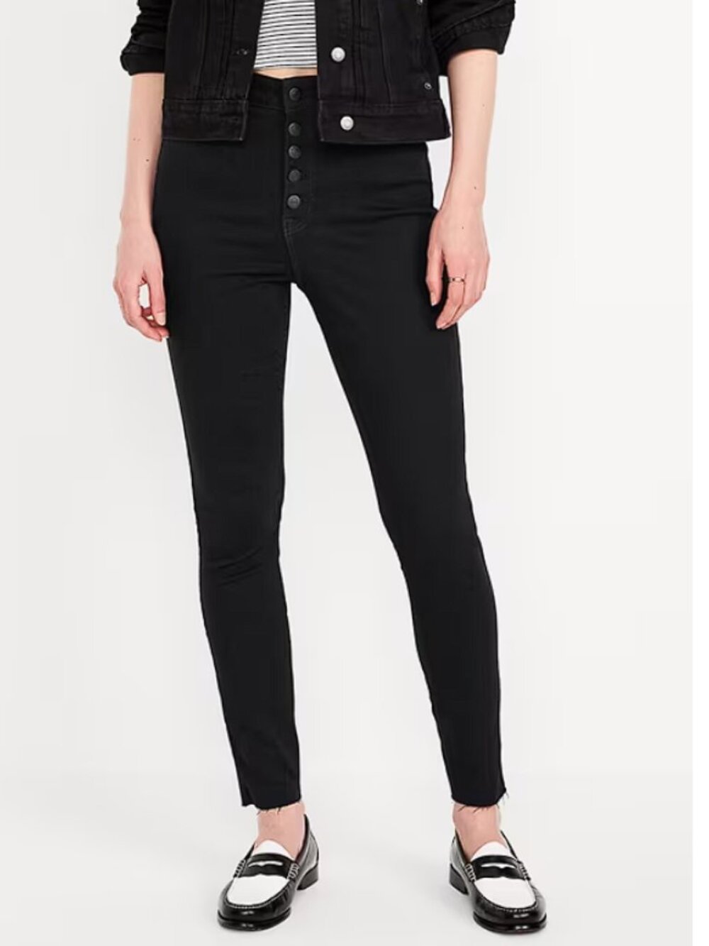 Old Navy Extra High-Waisted Rockstar 360° Stretch Super-Skinny Jeans Black (10)